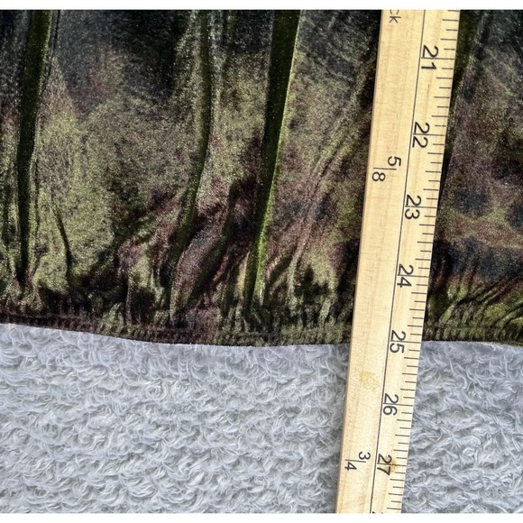 Roz & Ali Green Velvet Embroiderd Mixed Media Whimsigoth Top Medium Lace Boho - Picture 8 of 10